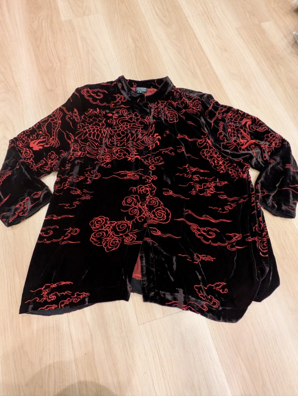 Citron Santa Monica Collection Red Dragon Long Sleeve Button Up Size 3xl